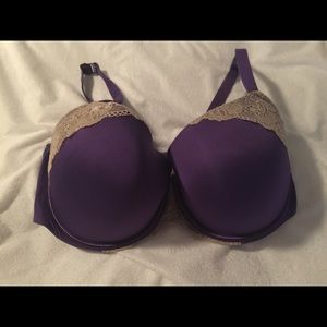 = Purple and Tan Lace Push Up Bra =