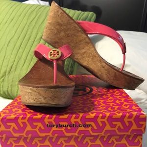 Tory Burch Patent Leather Wedge Sandal