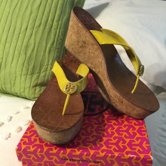 Tory Burch Patent Leather Wedge Sandal