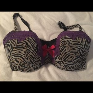 = Zebra Print and Purple Lace Bra =