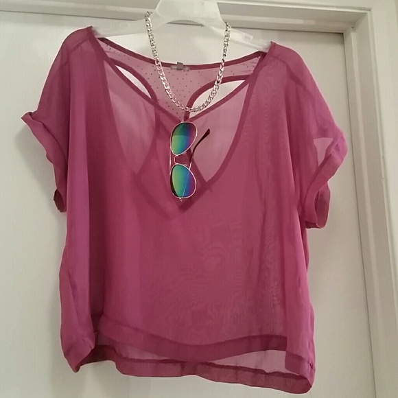 Sheer magenta blouse