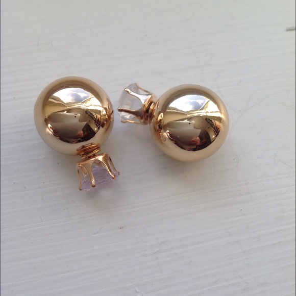 Double Side Round Ball Earrings New~ - Picture 2 of 4