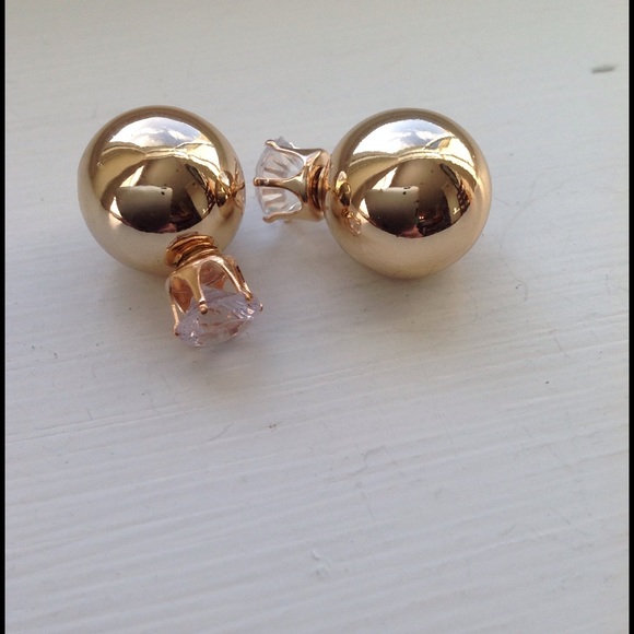 Double Side Round Ball Earrings New~ - Picture 3 of 4