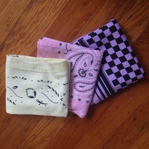 Three pastel bandanas