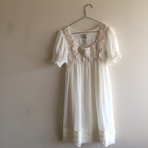 Ice white boho flowy dress