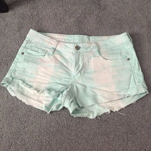 Tie-dye jean shorts