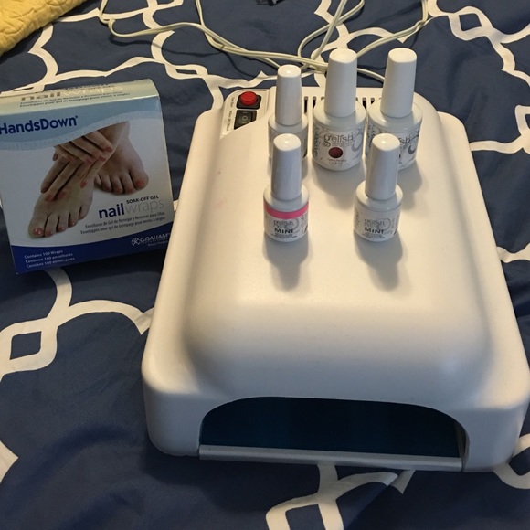 Shellac light kit, OPI nail polish, soak off wraps