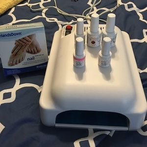 Shellac light kit, OPI nail polish, soak off wraps