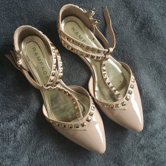nude studded flats