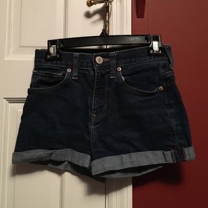 Express dark wash, high waisted, denim shorts!