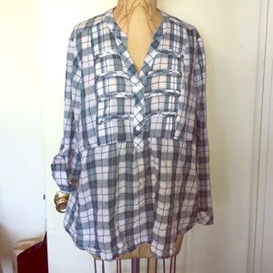 ✨PLUS SIZE✨ Torrid Plaid Military Style Blouse