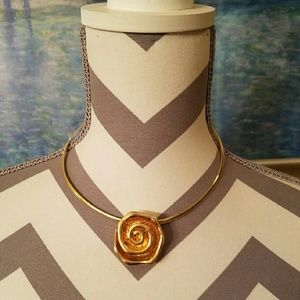 Gold plated sterling silver rose necklace