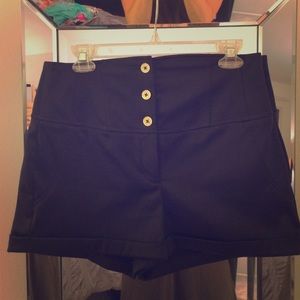 Express Black Satin High Waisted Shorts