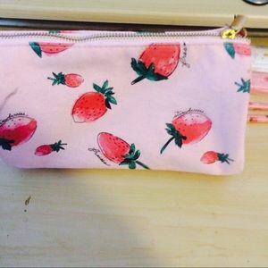 Forever 21 pink strawberry makeup bag