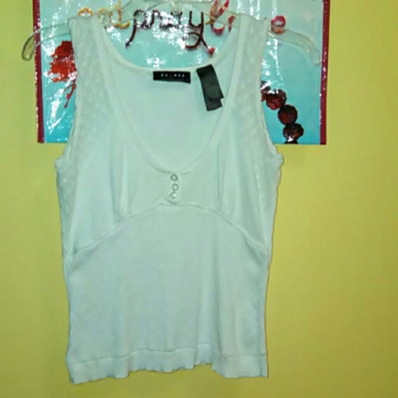 Axcess White Cotton Tank with Crochet Details