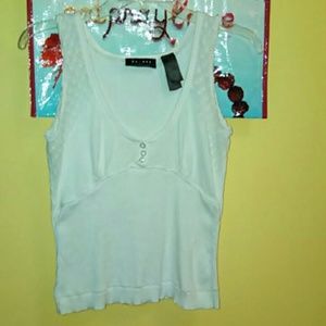 Axcess White Cotton Tank with Crochet Details