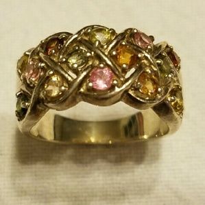 Mutli-colored tourmaline sterling silver ring