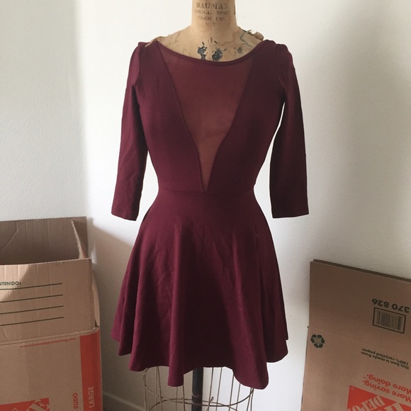 American Apparel | Dresses | American Apparel Deep V Maroon Dress ...