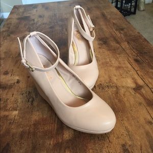 Nude Mary Jane Wedges 6 1/2