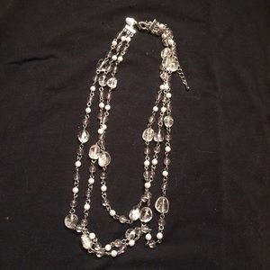 3 Strand beaded and clear necklace
