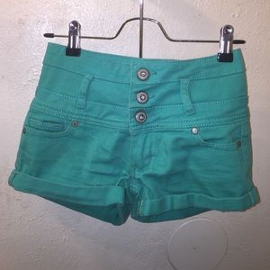 High top teal shorts