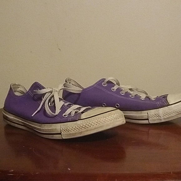 Purple low-top converse sneakers