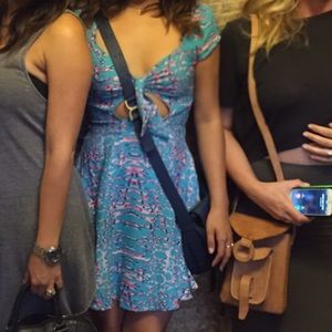 Vibrant print cutout dress