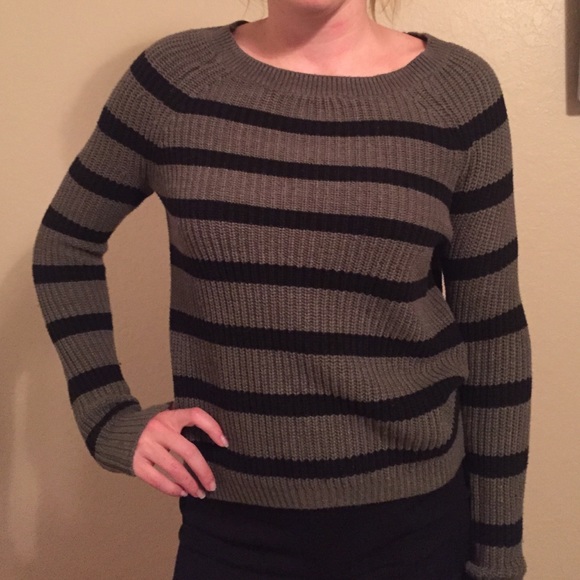Striped olive green/black sweater