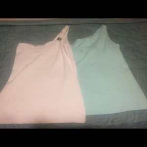 Two one shoulder tanks