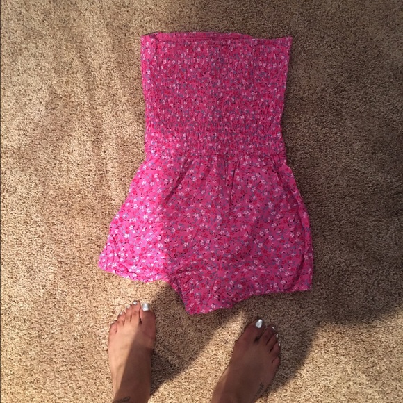 Pink floral romper