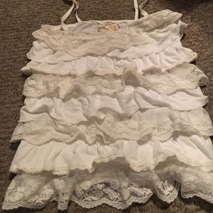 White ruffle tank