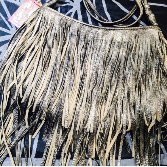 Metallic Grey Fringe Hobo - Picture 2 of 3