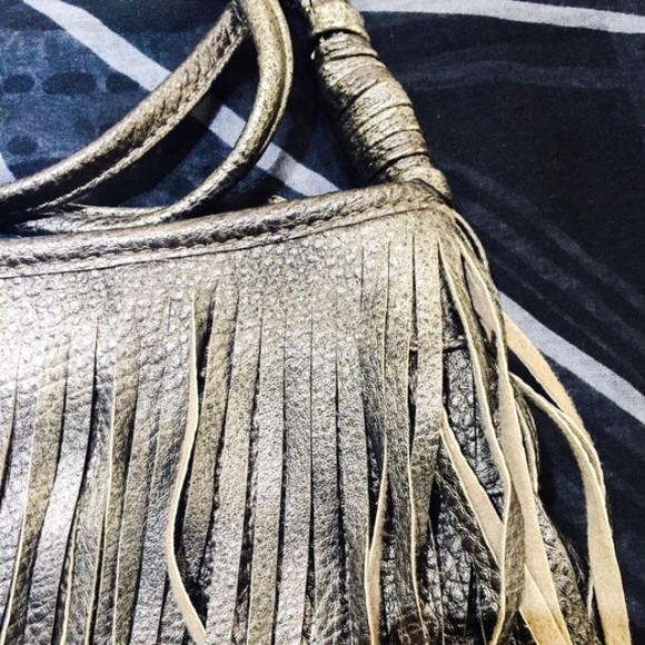 Metallic Grey Fringe Hobo - Picture 3 of 3