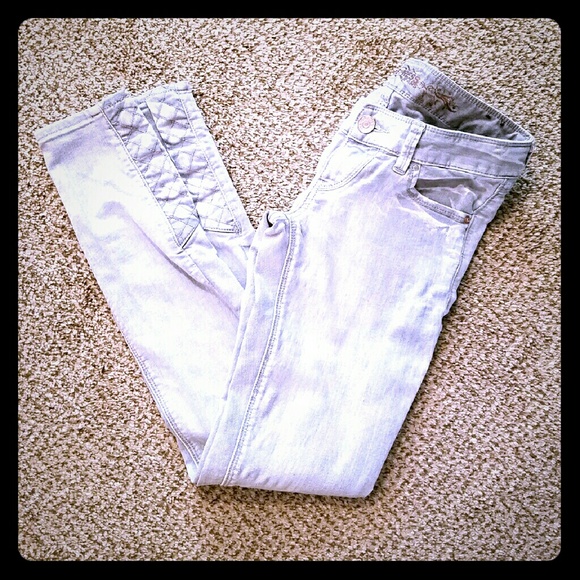 Express Gray Jean's with Quilt Detail and Button