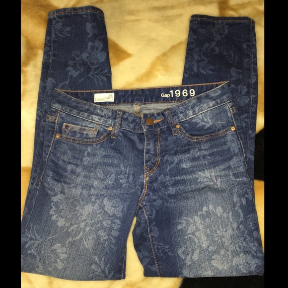 Gap Skinny Flowered Jeans