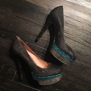 Betsy Johnson black glitz heels
