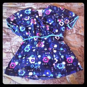 Blue floral scrub top