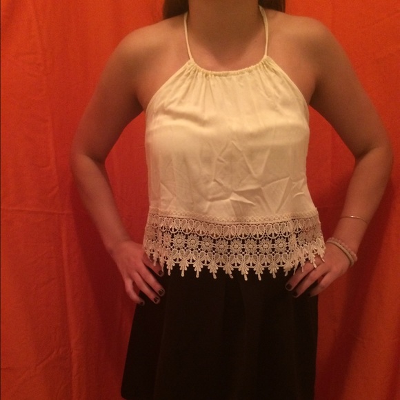 strappy crop top with lace detailing