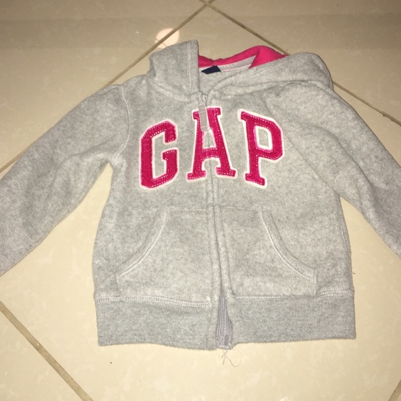 Baby gap logo hoodie in grey and pink 3T