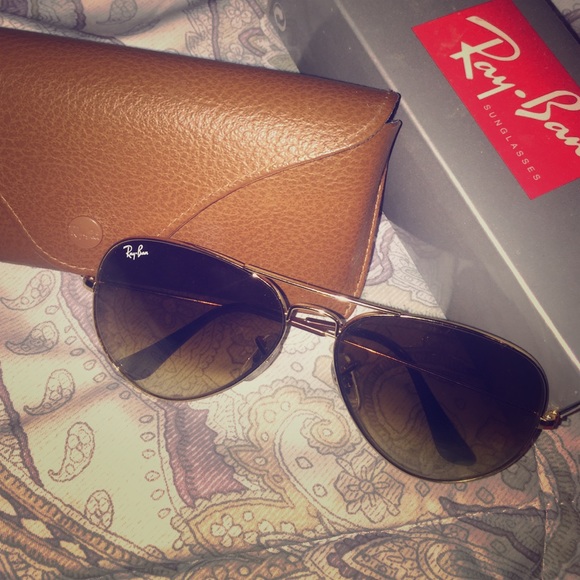 Small Ray Ban Aviators Brown Gradient