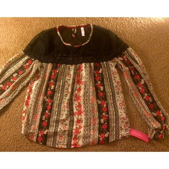 NWT Xhilaration Floral, Lace Baby Doll Blouse