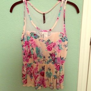 Pink floral tank top