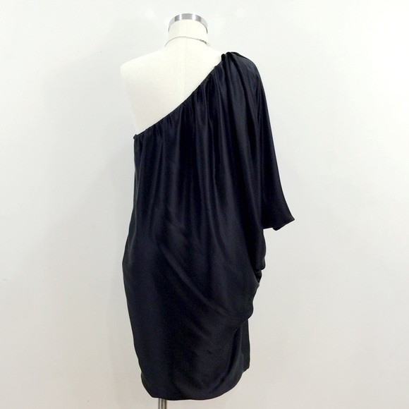 Zara Dresses Zara Silk One Shoulder Draped Black Dress Poshmark