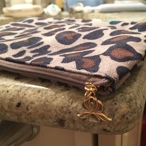 NEW* cheetah print makeup bag with gold zipper