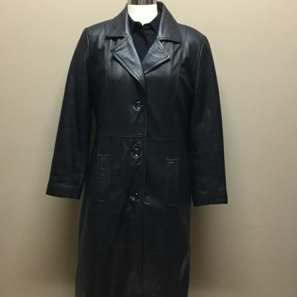 jacqueline ferrar leather trench coat