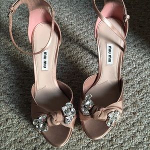 Miu Miu blush platform embellished sandals