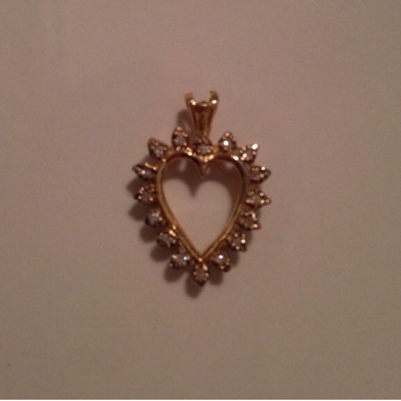 💎14K gold heart pendant with diamonds - Picture 2 of 2