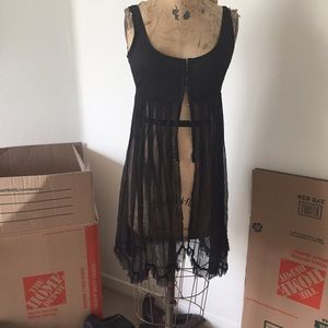 Black sheer latch up overlay dress
