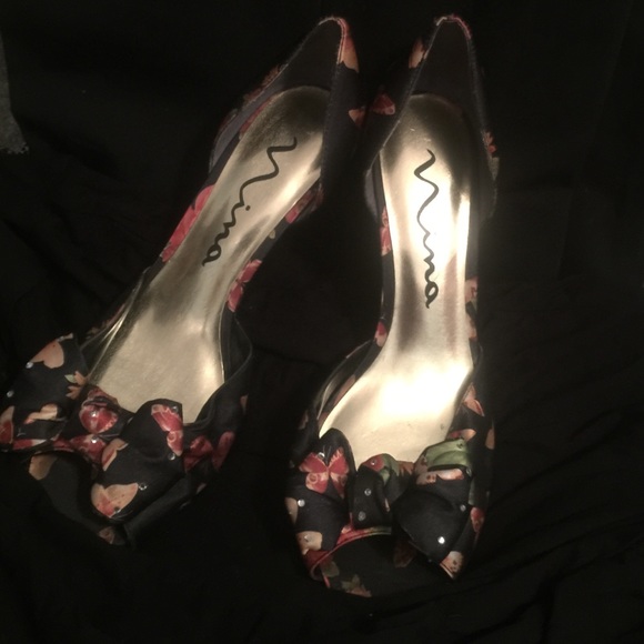 Gorgeous satiny 2" embellished open toe pumps