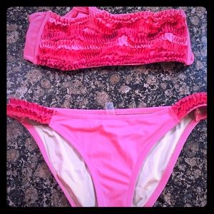 Hot Pink ruffle 2 piece bikini